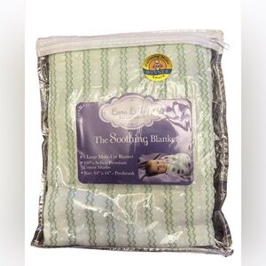 Luna Lullaby Soothing Blanket 100% Cotton Muslin Green White Striped/dots